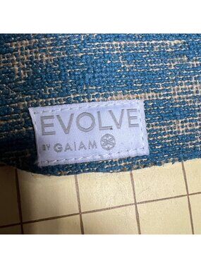 Evolve By Gaiam Woven Yoga Mat With Blue & Beige Textured Design 24" X 68"